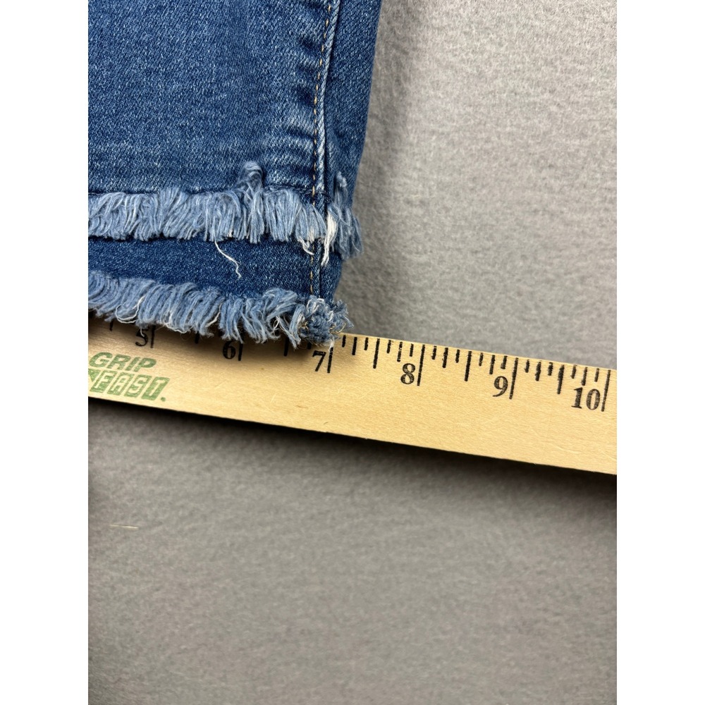Chico's So Slimming Girlfriend Slim Leg Crop Frayed Hem Jeans 12 Blue - Picture 10 of 10